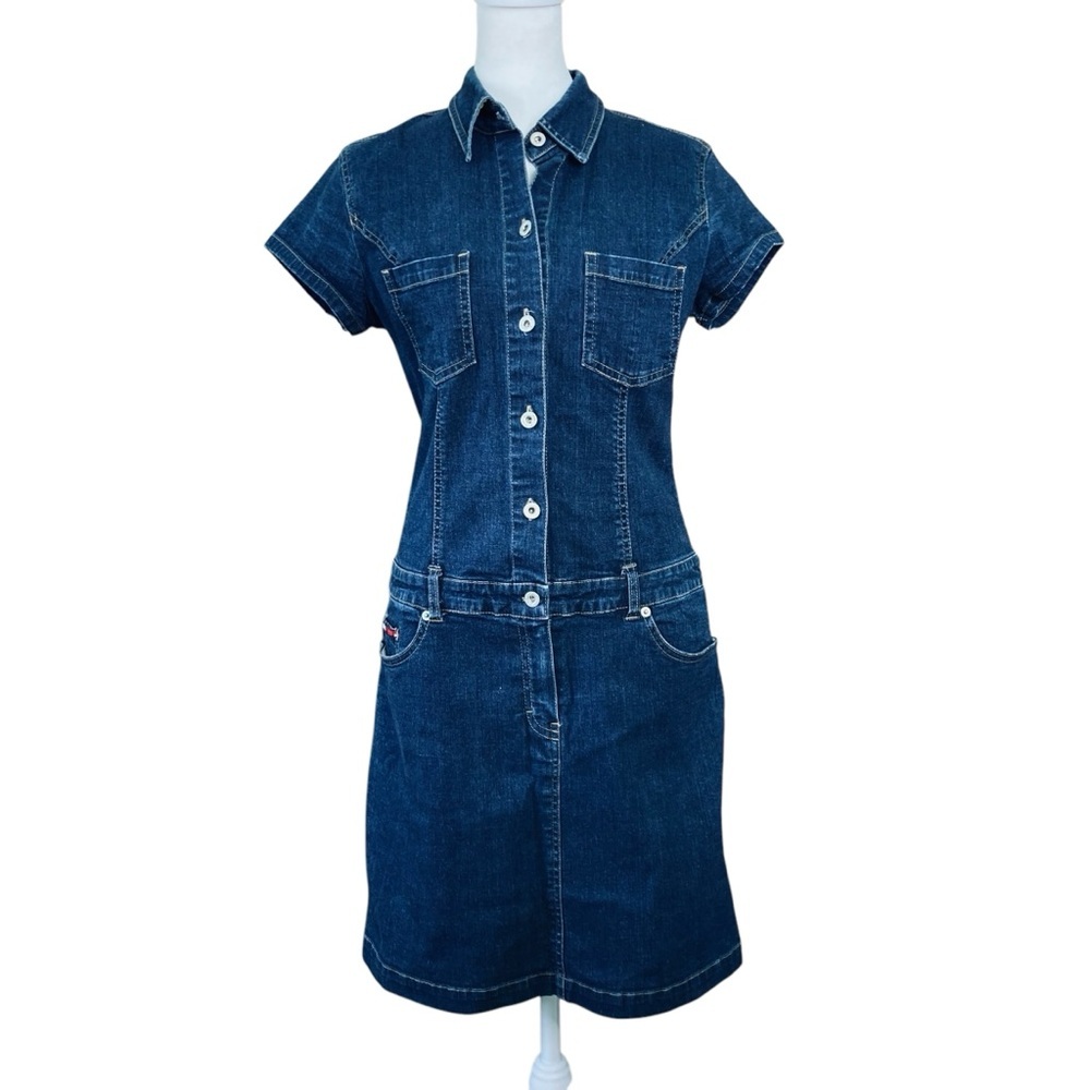 Tommy Hilfiger Girls Button Up Denim Jean‎ Dress Y2K (Size Girls Large)
